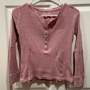 MOSSIMO Girl’s Button Down V Neck Long Sleeve Shirt Top - light pink size M(7/8)